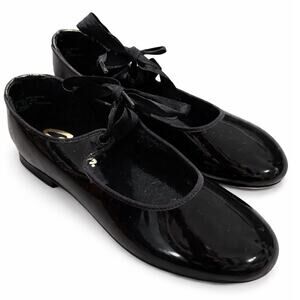 Capezio Black Patent Leather Tap Shoes Tele Tone Taps Women’s Size 8